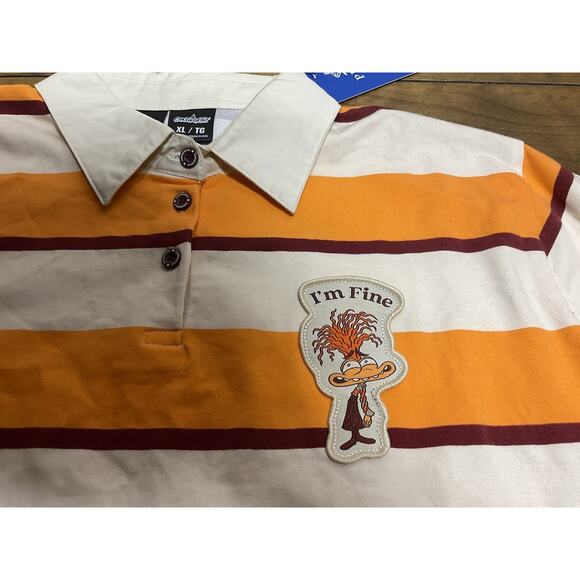 Cakeworthy Inside Out Shirt Womens XL Orange Anxiety Striped Rugby Disney Pixar - Picture 3 of 14